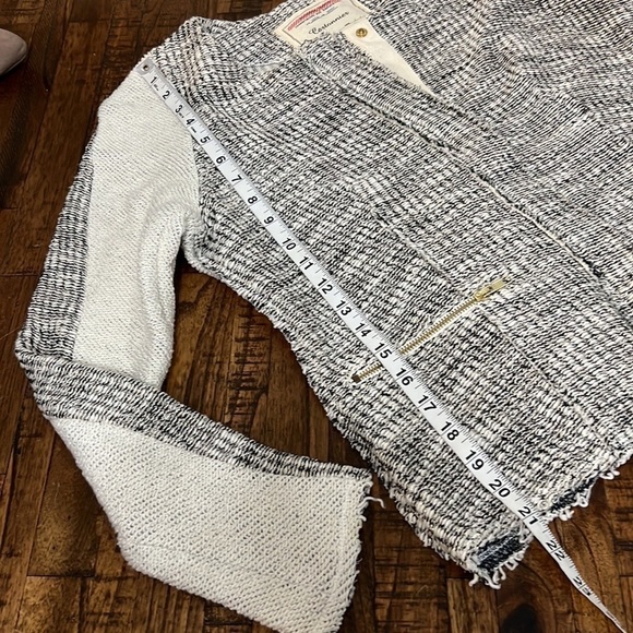 Anthropologie Cartonnier Sweater Glimmered Metallic Tweed Knit snap closure Med - Picture 11 of 13